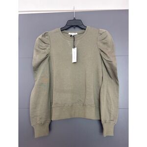 REBECCA MINKOFF Janine Sweatshirt Puffed Sleeve Army Green M NWT
